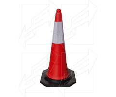 PLACTIC CONE 75cm WITH HEAVY BASE - 2 REFLECTIVE TAPES